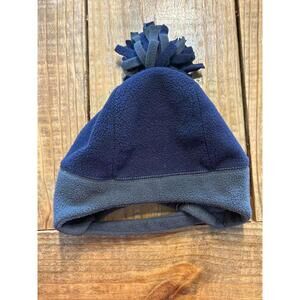 The Children's Place Navy Gray Fleece Pom Pom Beanie Hat, Size 12 24 months Boys